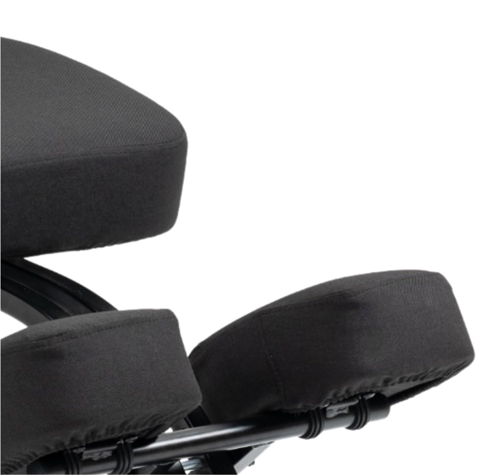 BLACK POINT O'KNEEL Pro – Chaise Ergonomique en Lin avec Repose-Genoux | Chaise réglable avec Dossier Respirant et roulettes | Améliore la Posture et réduit la Douleur | Housse en Lin Noir Incluse