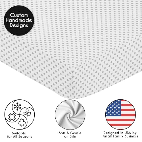 Image of Sweet Jojo Designs Fitted Baby Crib Sheets (Grey Polka Dot) for Girls, Infant Nursery, Toddler Room - Standard Size (Gray & White Dots, for Shabby Chic, Boho, Farmhouse, Watercolor Floral Collection)
