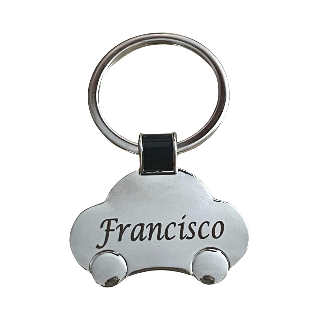 regalo grabado - Llavero Coche Personalizado | Metal Cromado | Grabado Imborrable | Ideal Carné de Conducir | Opción de Logo en Cara B, Metal, Talla Única