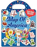 1 Pack Map of USA America Reusable Sticker Book for Toddlers, Toddler Sticker Book for Kids, Toddler Activities Crafts Preschool Learning Travel 4th of July Birthday Gifts for Boys Girls