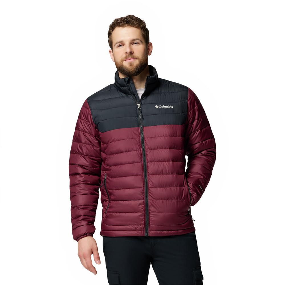 Columbia Men's Powder Lite 2 Jacket, Puffer Jacket, Rich Wine, Black, XXL