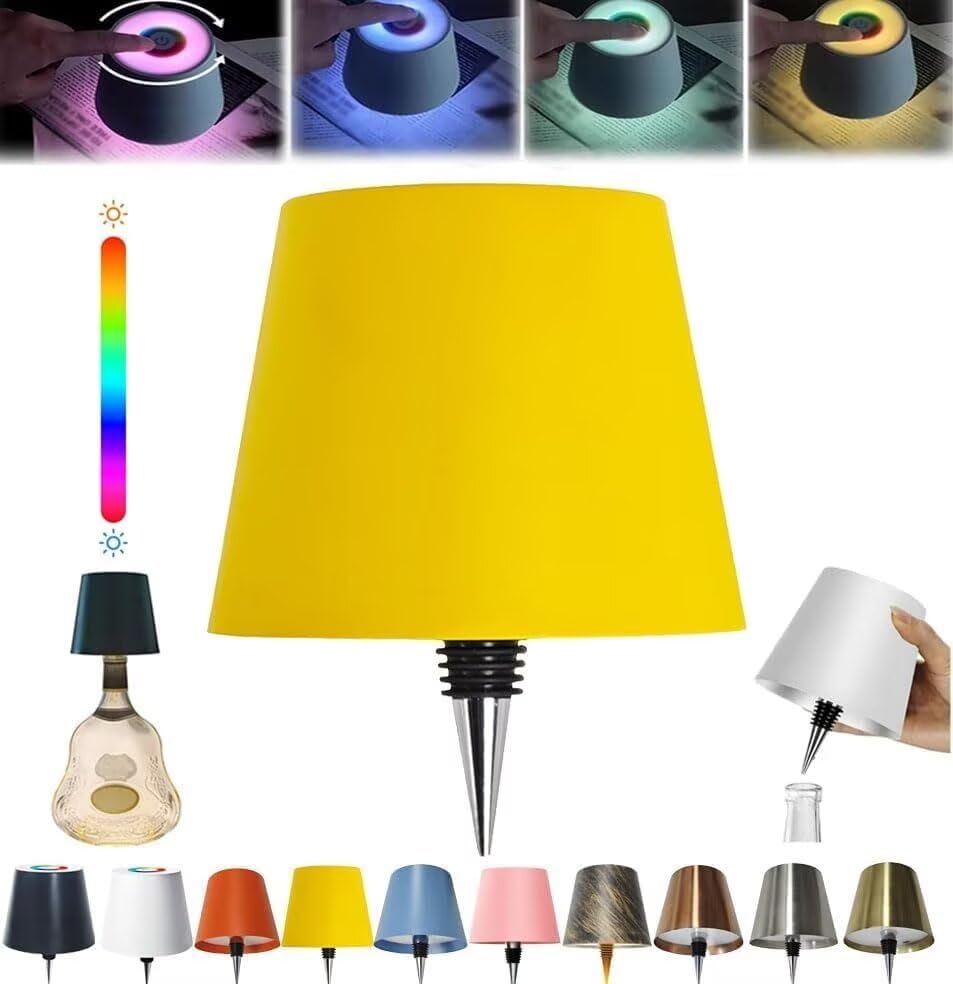 ARRITS Wireless Bottle Lamp RGB Light Modes & Warm Light Table Lamp, Touch Control Wireless Bottle Lampshade, Waterproof Rechargeable Embed Portable Bottle Light for Parties, Bars, Restaurants