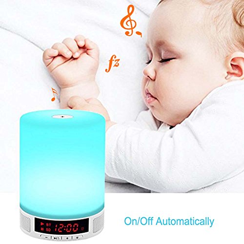 DYTesa Bluetooth Speaker Lamp Romantic Outdoor Night Light with Bedroom Table Lamp Support Touch-Sensitive Control Panel and Alarm Clock for kids (bluetooth speaker lamp)