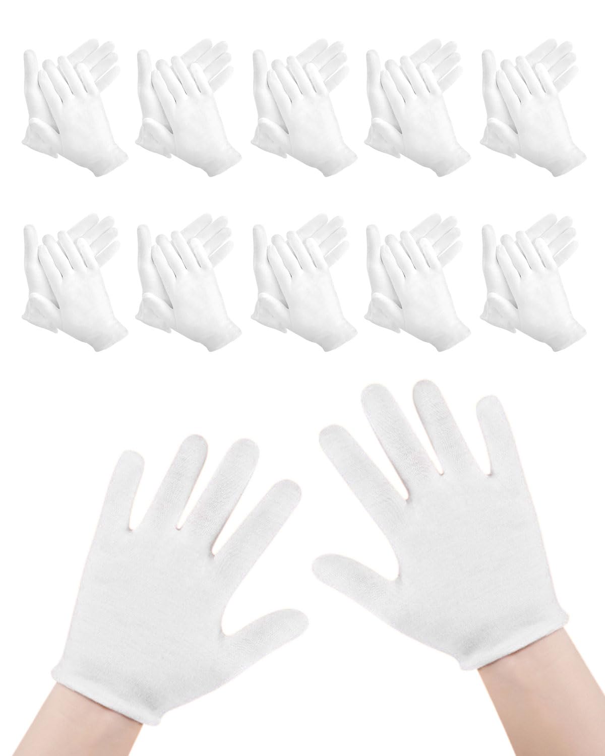WINXMIN 10 Paar Weiße Kinder Handschuhe Mädchen und Jungen, Baumwollhandschuhe Kinder, Weiße Baumwollhandschuhe Cosplay Kostüm Kleiderhandschuhe Handgelenklänge Formelle Party Hochzeits Handschuhe Fashion