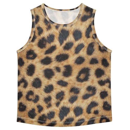 Boys Tank Top Shirts Leopard Grain Textured Sleeveless T-Shirts Crew Neck for Kids Clothing Children