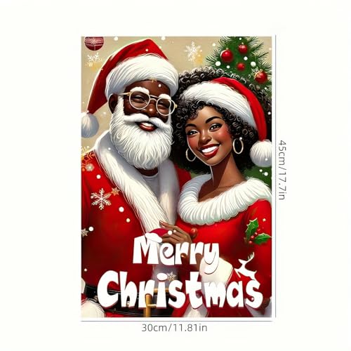 Image of BlissYard Christmas Santa Couple Garden Flag 12x18 Inch Polyester