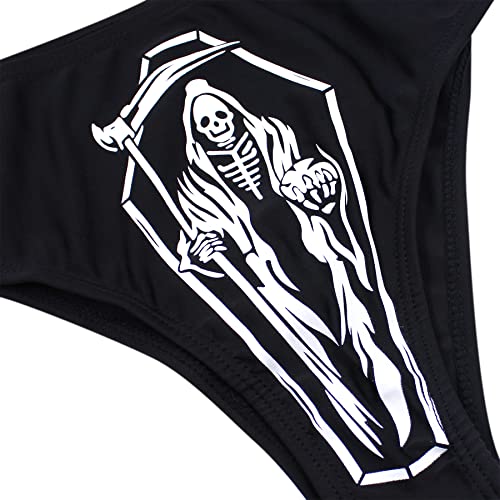 JUMISEE Women Skull Letter Pattern Goth Bikini Set 2 Piece High Waist Bandeau Swimsuit4