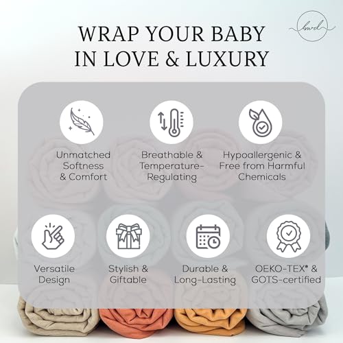Image of BWD Baby Swaddle Blanket - Ultra-Soft Bamboo Viscose & Organic Cotton Muslin - Lightweight, Breathable, Stretchy - Newborn Essential 47 inch (Dusty Rose)