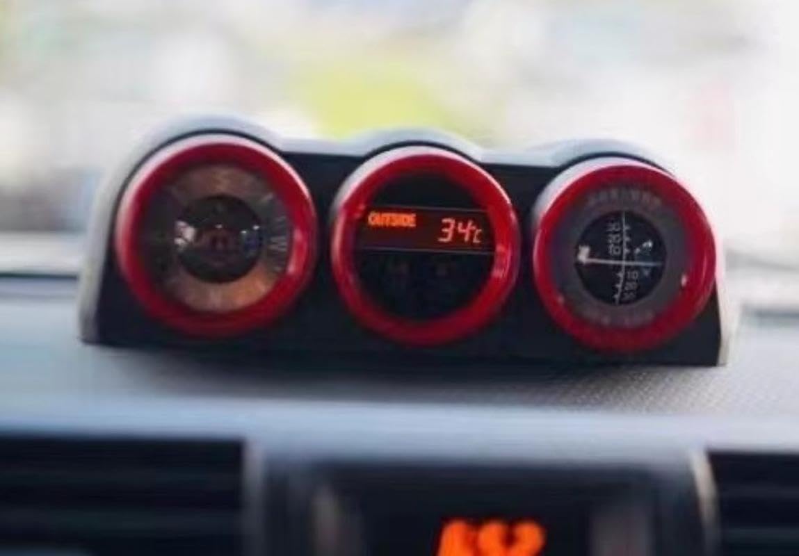 Aosseiye Red Compass Decorative Fit for Toyota FJ Cruiser Frame Triptych Combination Compass Sticker FJ Dashboard Compass Car Styling Interior(3 Piece)