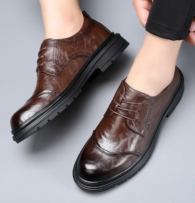 Men's Leather Oxford Dress Shoes Casual Business Lace-Up Formal Derby Comfortable Sole2