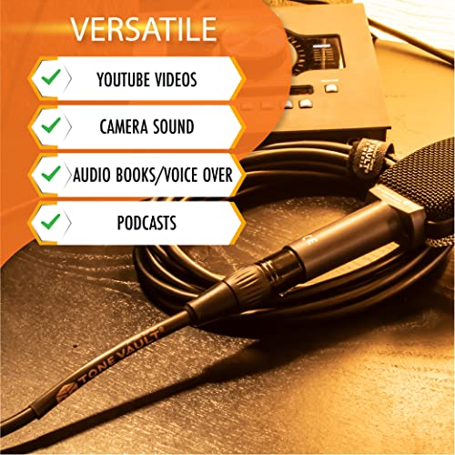Tone Vault Audio & Media Xlr Cables 15Ft (1Pack), Xlr Male To Female Mic Cable, 3 Pin Spiral Copper Duel 100% Shielded Microphone Cable With Oxygen Free Copper (Ofc) Mic Cord For Amplifiers & Speakers #TOP6