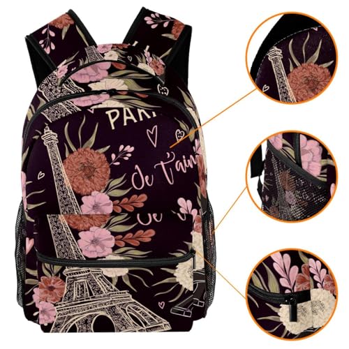 Sac à dos de voyage décontracté floral pour weekend et lycée