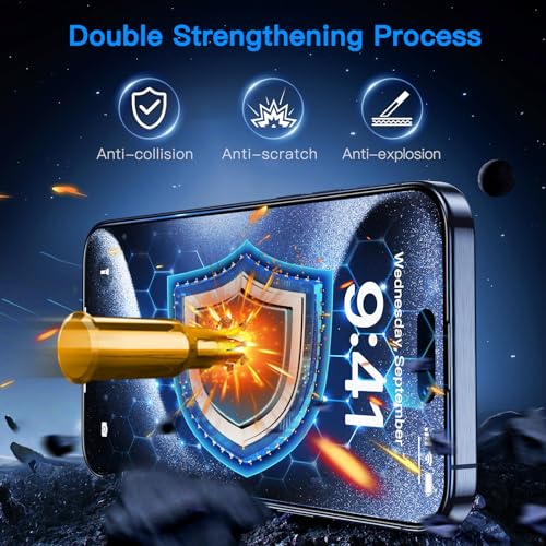 Image of Uyiton Anti-Blue Light for iPhone 15 Pro Max Screen Protector | Unbreak-Glass Full Coverage Case Friendly Scratch Resistance 9H Tempered Glass Screen Protector, 2 Pack