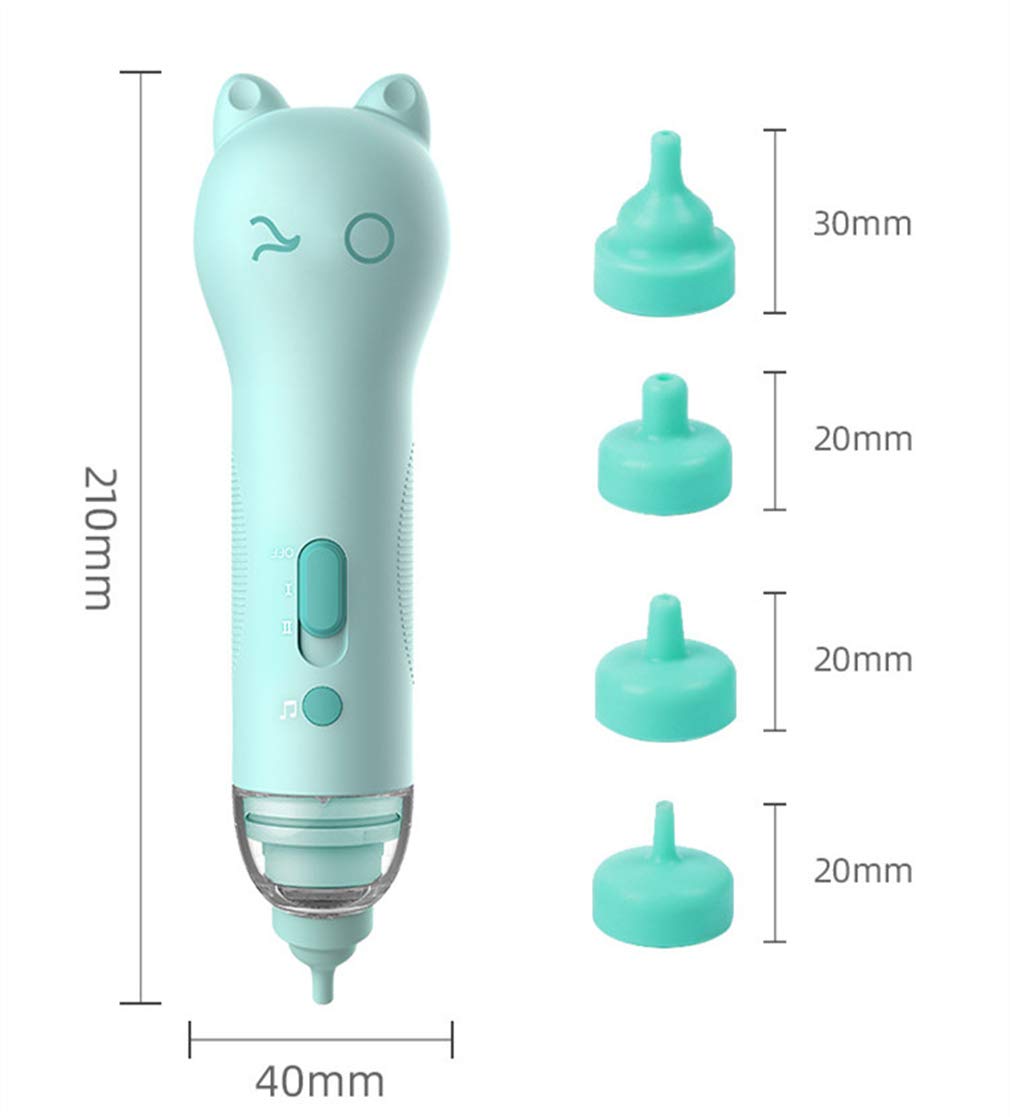 Aspirador Nasal, Portátil Aspirador Nasal Adecuados Succionar La Nariz Eléctrico para Bebé con 4 Boquillas De Succión, para Los Recién Nacidos Lactantes Y Niños Pequeños,Verde