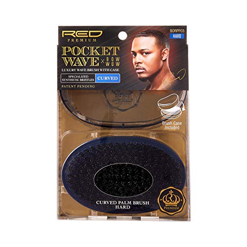 Red Premium Pocket Wave Bow Wow Curved Palm Brush Hard Bristles #TOP1