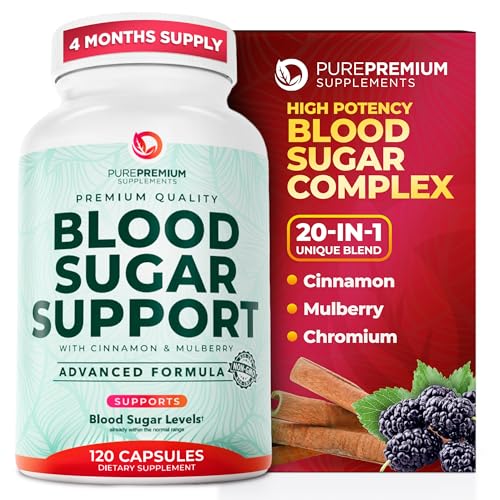 PurePremium Normal Blood Sugar Support Supplement - 20 Active Ingredients Complex to Support Blood...