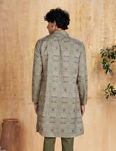 Image of Amazon Brand - Symbol Men's Polyester Festive Printed Long Kurta (Regular Fit)
