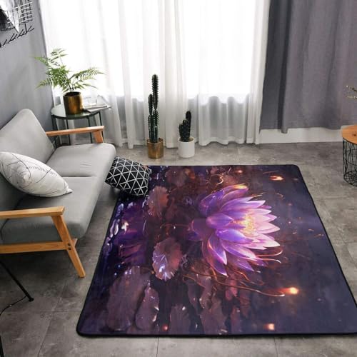 Tapis fleur de lotus violet résistant à l'usure au toucher velours doux - 5