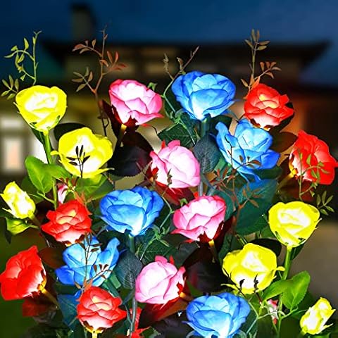 Canlierr 8 Pcs Colourful Solar Rose Lights Cover