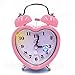 Monique Students Seniors 3in Twin Bell Loud Alarm ,Silent Analog Quartz Nightlight Clock Battery Operated for Heavy Sleepers Heart Shape Pink