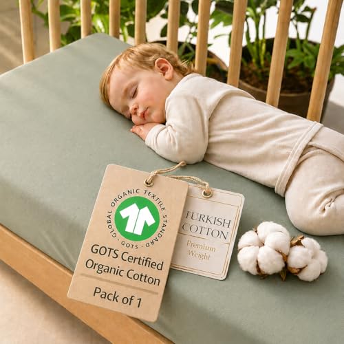 Image of Signature Crib Sheet - Organic Heritage Turkish Cotton, GOTS Certified Premium Weight, Ultra Soft, Breathable Fitted 1 Pack - Toddler Bed Mattress Sheets for Boys & Girls