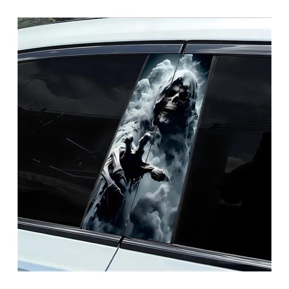 Car Parts 2 Pieces of Car Window Pillar Stickers Grim Reaper Vinyl Protective Film