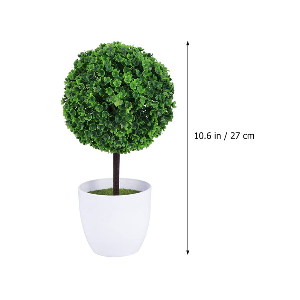 DOITOOL 2pcs Desk Outdoor Fake Decoration Garden Backyard Ball Green Plastic Pots Flower Potted Indoor Table Greenery Grass Decor for Small Lifelike Artificial Plant Plants Home