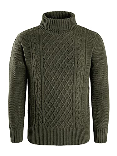 Runcati Mens Turtleneck Sweater Cable Knitted Pullover Slim Fit Long Sleeve Chunky Casual Winter Thermal Twisted Sweaters4