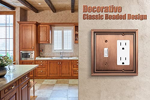 Image of Henne Bery Sunken Pearls Heavy Duty Decorative Wall Plate Switch Plate Outlet Cover (Toggle /Decorator, Antique Copper)