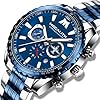 MEGALITH Mens Watches Designer Blue Large Face Analogue Watch for Men Waterproof Stainless Steel Wrist Watch Luminous Date Gents Watches #1