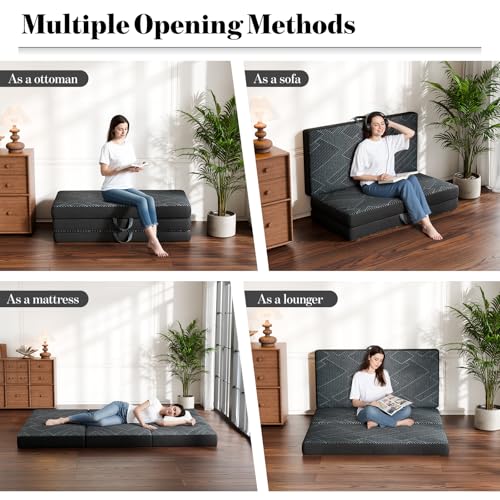 Image of Vamcheer Folding Mattress Full Size Foldable Mattress 6 Inch 73 inchx52 inchx6 inch | Tri Folding Mattress Trifold Memory Foam Mattress with Washable Cover, Handle & Non-Slip Bottom for Travel Camping Guest Room
