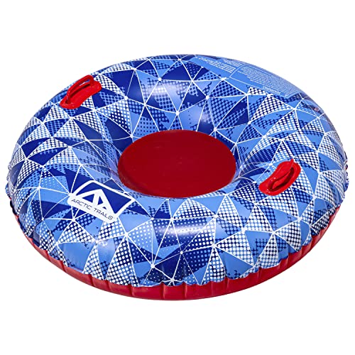 Franklin Sports Arctic Trails Kids Snow Tube Sled - Inflatable 1 Person Winter Inner Tube - Single Seat Sled for Kids + Adults - Heavy Duty Inflatable - Fun Snow Toy - 48