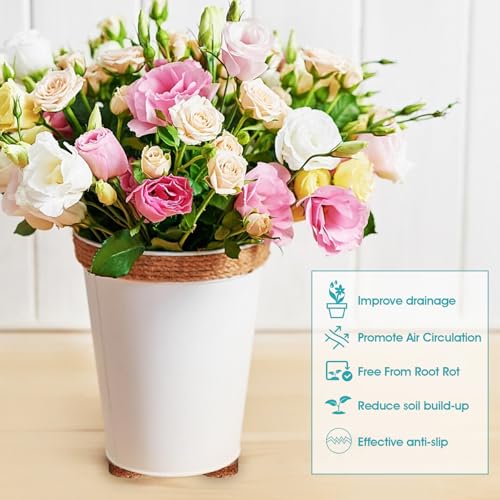 30pcs Invisible Plant Pot Feet, 2 Inch Planter Feet Non-Slip Surface,Indoor Outdoor Solid Corkwood Planter Pot Lifters for Plants Flowers - Image 5