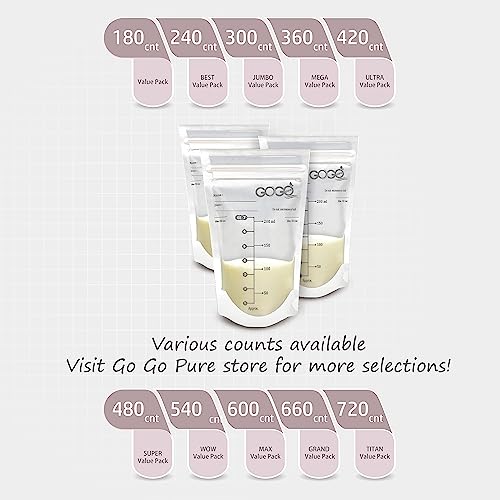 Gogo Pure BMSB300 300 Count Jumbo Pack Breastfeeding Breastmilk Storage Bags thumb #3