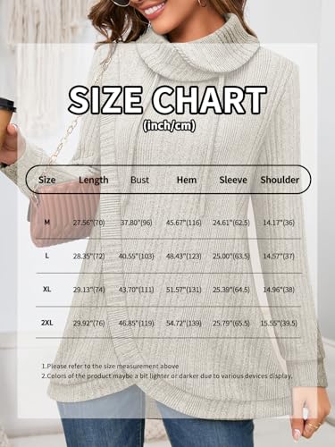 Image of Bulotus Tunic Sweaters for Women 2025 Turtleneck Sweater Pullover Lightweight Warm Tunic Tops for Leggings Loose Fit