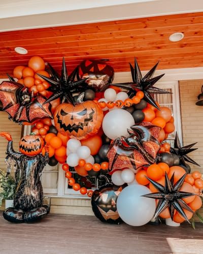 Image of Orange and White Balloon Arch Kit, ADOINBY 140Pcs White and Orange Balloons Confetti Balloon 18 12 10 5 Inch Different Size Balloons for Baby Shower Halloween Birthday Anniversary Party Decoration