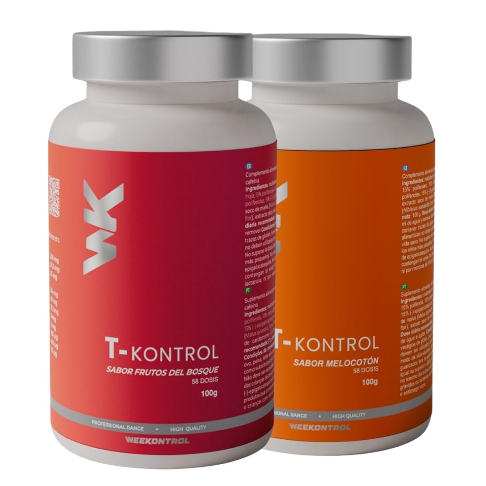 Termogénico Quemagrasa Potente 60 Raciones 102 Gr. Té T-Kontrol en Polvo formulado con Té Negro y Verde. Infusión quemagrasas Vegana Natural en 5 Sabores (Melocotón - Frutos del Bosque)