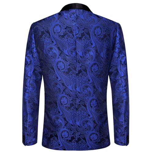 Hi-Tie Stylish Men Suit Jacket Blazer Shawl Lapel One Button Slim Fit Long Sleeve Jacket Tuxedo Party Dinner2