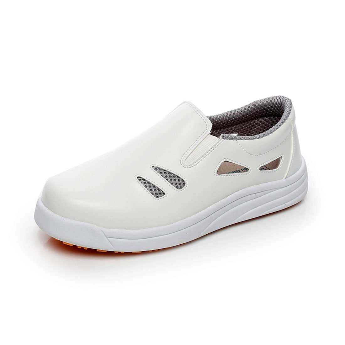 Levoberg Kitchen Shoes Slip and Oil Resistant Work Shoes Slip-On Non-Slip Chef Shoes for Women Men 7.5 US(Men) White