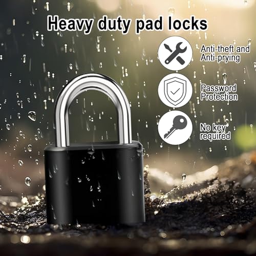 Image of 4pcs Combination Lock, 4-Digit Heavy Duty Combo Lock, Combination Padlock Outdoor Waterproof Gate Locks for Outdoor Fence, Locker, Sheds, Gym, Gate Hasps (4pcs-Short-Black)