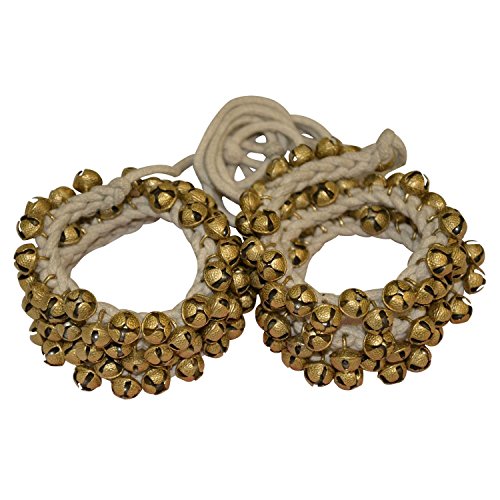 Paire de bracelets de cheville Kathak Dancing Ghungroo avec cordon en coton indien en laiton/Ghungroo pour danse du ventre et cours de musique (25 + 25) Cover