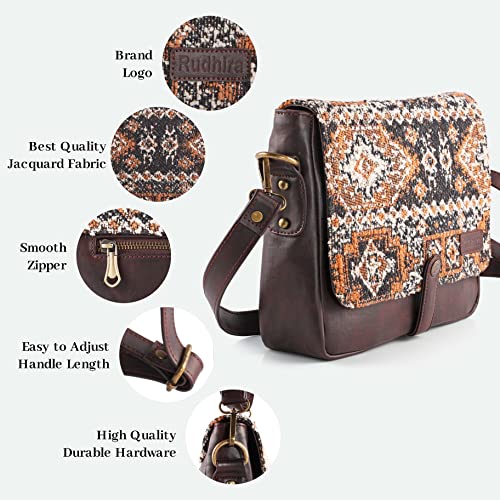 Image of Rudhira Women's Cross-body Bag Sling Bags Ladies Purse Handbag Sling Strap Vegan Leather Indian Fabric Slings Multicolor (Floral)