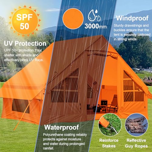 DanCoom Aufblasbares Zelt für Camping, 3-5 Personen Glamping Zelte Einfacher Aufbau Kuppelzelt 4 Jahreszeiten Wasserdichtes & Winddichtes… – Ansicht 2