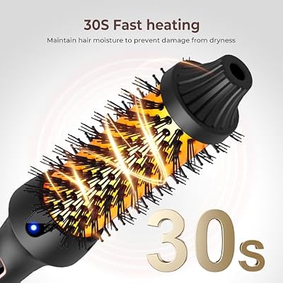 Thermal Brush 1.5'', Upgrade to 400F Curling Iron Curling Brush, 9 Temps Heated Round Brush Thermal Round Brush with LCD Display, 2 PTC Ceramic Tourmaline Ionic Hair Curler Hair Styling Tools