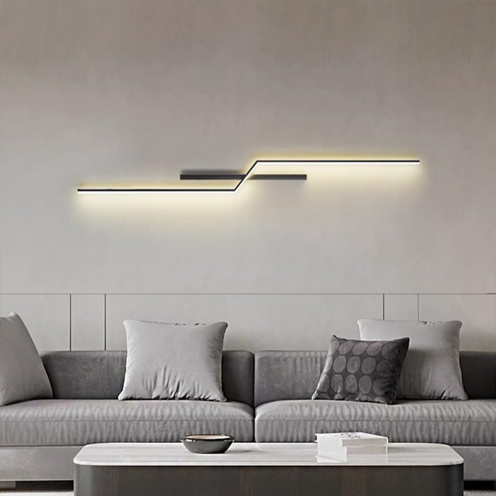 Moderno Applique da Parete a LED, Lampada da Parete lineare in Metallo, apparecchi di Illuminazione da Parete per Interni a 3 Colori, Lampada da Parete a Striscia Lunga per Soggiorno, Portico