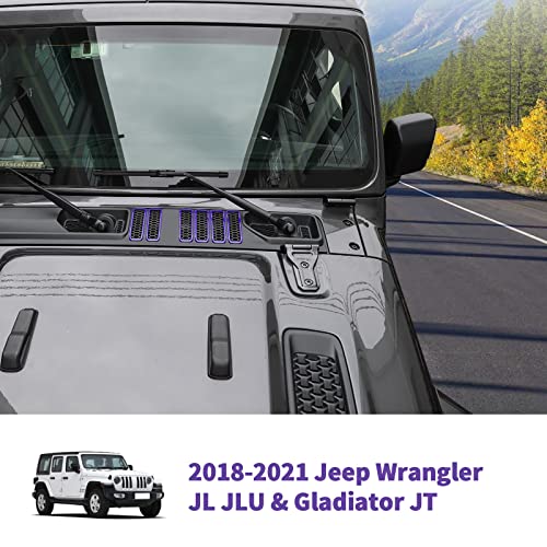 Image of Hood Vent Cover Cowl Panel Vent Cover Trim Fit for 2018-2026 Jeep Wrangler JL JLU & Gladiator JT Exterior Accessories (Purple)