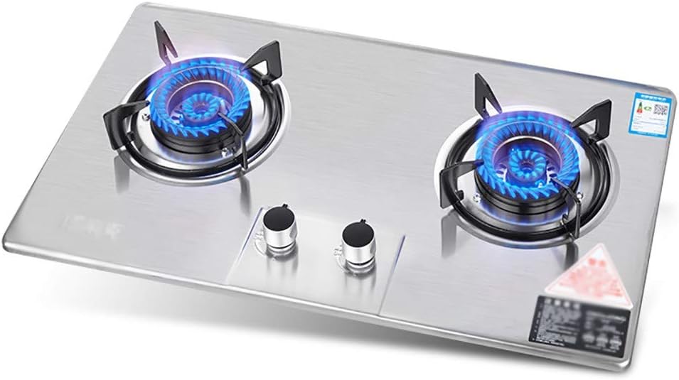 Gas Stove Gas hob 2 Burners (4.2KW Internal Rotation Flame +5.2KW Nine-cavity Direct Injection Turbine Flame) KnobsGas hob Built-InGas hob Pulsed Electronic Ignition And Touch Timing [Energy Class