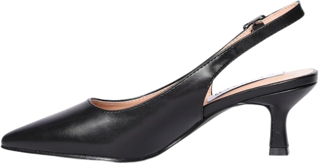 Decolleté Donna Slingback Con Tacco 4.5 Cm In Ecopelle - Punta Chiusa, Cinturino Regolabile, Comode Per Tutto Il Giorno