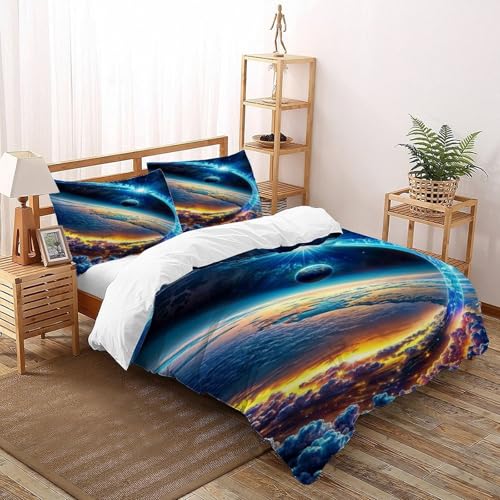 Housse de couette Cosmos terrestre imprimé stellar couvre-lit microfibre 220x240