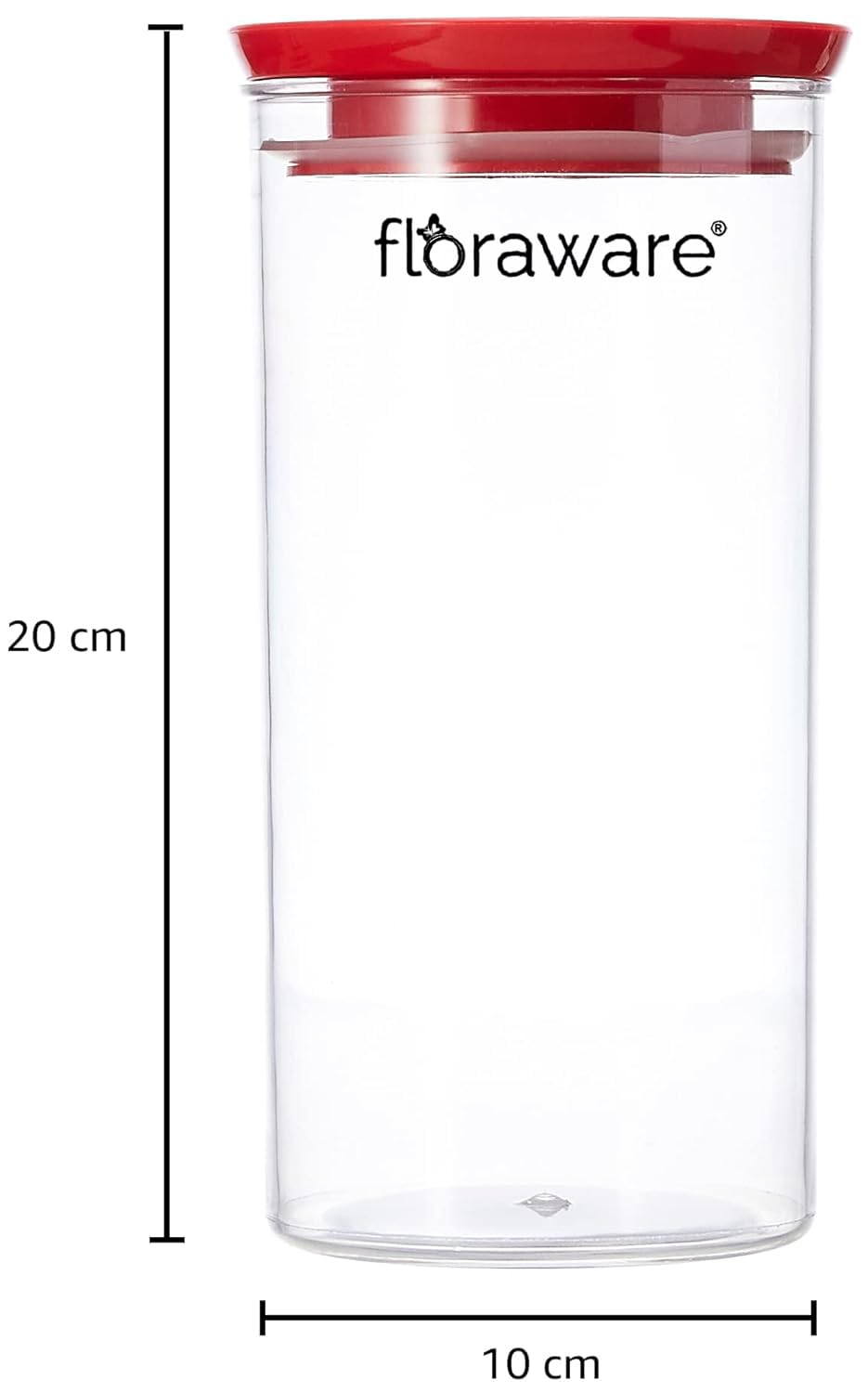 Floraware Contenedor hermético apilable multiusos apto para alimentos, 1400 ml, paquete de 2, sin BPA (rojo)